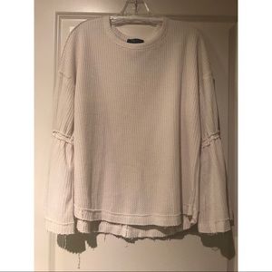 NWOT Bell Sleeve Cream Colored Waffle Knit Thermal